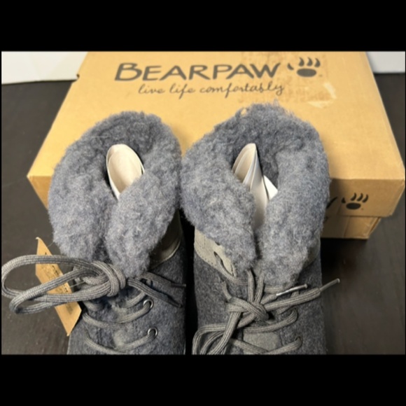 BEARPAW Cheryl Suede Wool Blend Lining Winter Boots Charcoal/Black Womans 10 - Picture 4 of 16
